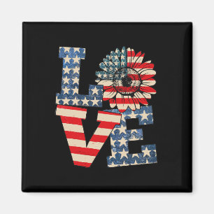Juli Liebe Sunflower Patriotic American Flag USA Magnet