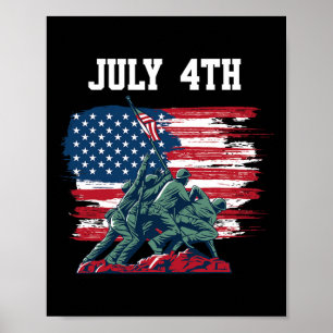 Juli Männer Amerikanische Flaggen Jungen Unabhängi Poster