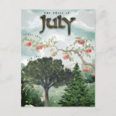 Juli Month Trees Fir Apple Elm Postkarte (Vorderseite)