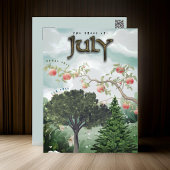 Juli Month Trees Fir Apple Elm Postkarte