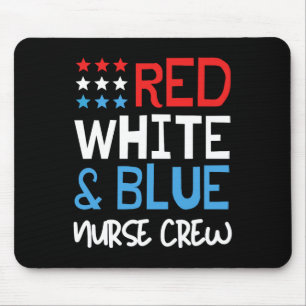 Juli Nurse Crew Scrub Tops Patriotische Krankensch Mousepad