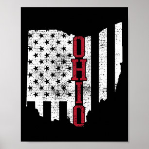 Juli Ohio US Flag Staaten Vintag Poster