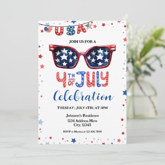 Juli Party Einladung (Stehend Vorderseite)