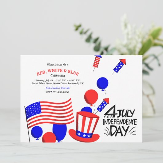 Juli Party Einladung (Stehend Vorderseite)