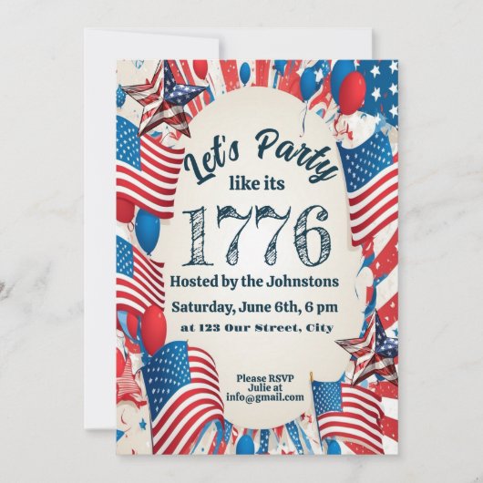 Juli Party Einladung (Vorderseite)