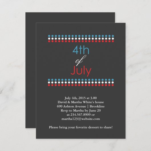 Juli Party Einladung (Vorne/Hinten)