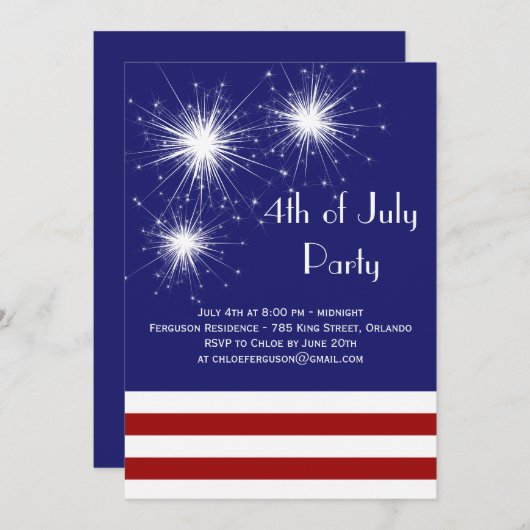 Juli Party Einladung (Vorne/Hinten)