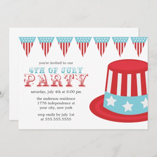 Juli Party Einladung (Vorne/Hinten)