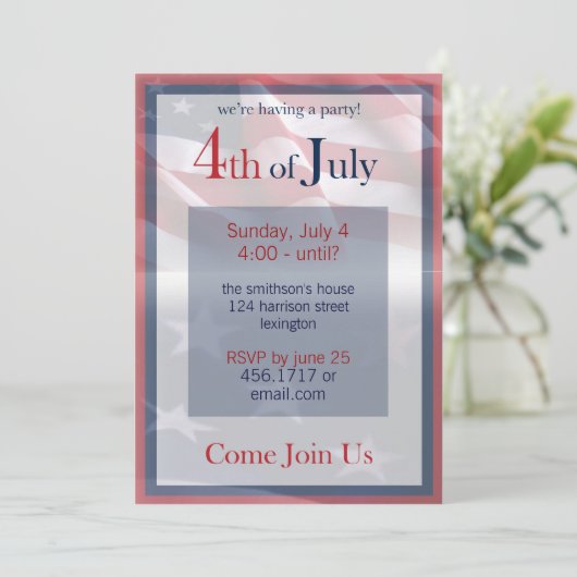 Juli Party Einladung (Stehend Vorderseite)