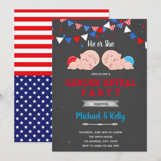 Juli Party Einladung (Vorne/Hinten)