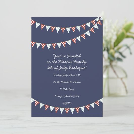 Juli-Party Einladung (Stehend Vorderseite)