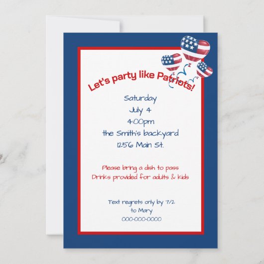 Juli Party Einladung (Rückseite)