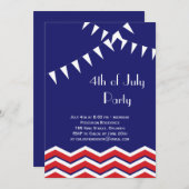Juli Party Einladung mit Chevrons & Flags (Vorne/Hinten)