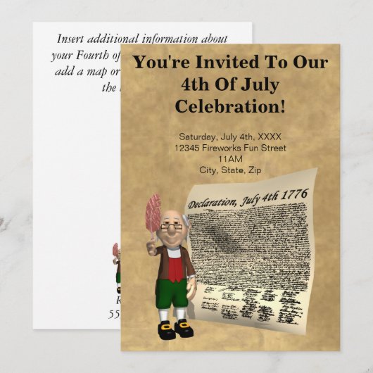 Juli-Party Einladungen (Vorne/Hinten)