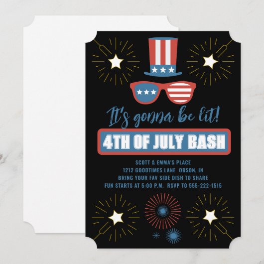 Juli Party Einladungen (Vorne/Hinten)