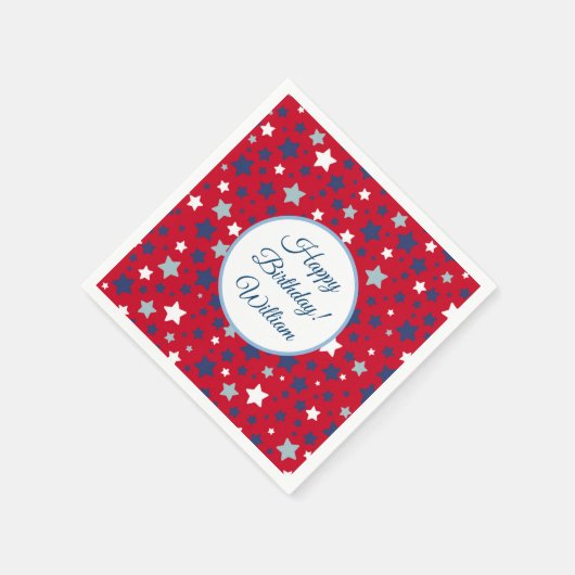 Juli Party Event Personalisiere Rot Blau Serviette (Ecke)