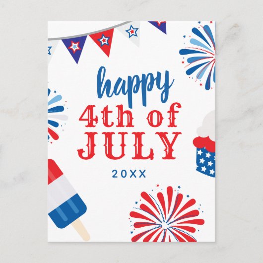 Juli Party Feiertagspostkarte (Vorderseite)