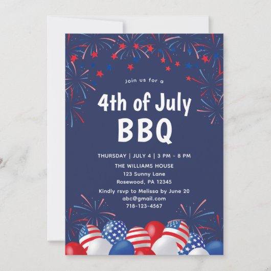 Juli Party GRILLEN Einladung (Vorderseite)