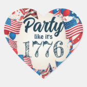 Juli Party Herz-Aufkleber (Vorderseite)