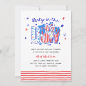 Juli Party in den USA Handgezeichnet Einladung (Vorderseite)