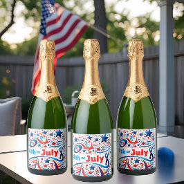 Juli Party Labels | USA Stars & Stripes Schaumweinetikett