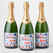 Juli Party Labels | USA Stars & Stripes Schaumweinetikett (Flaschen)