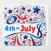 Juli Party Labels | USA Stars & Stripes Schaumweinetikett (Einzelnes Label)