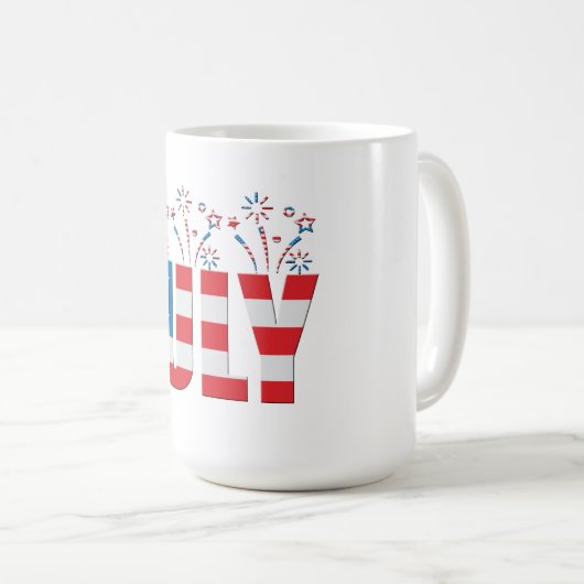 Juli Party Monat US Flagge Kaffeetasse (VorderseiteRechts)