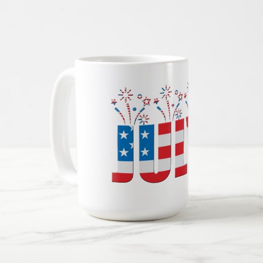 Juli Party Monat US Flagge Kaffeetasse (Vorderseite Links)