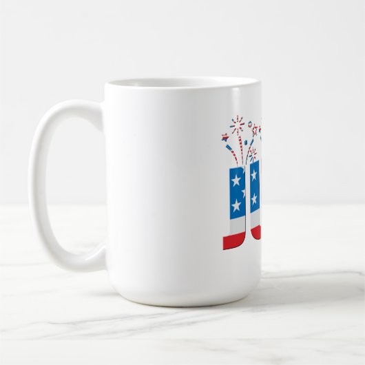 Juli Party Monat US Flagge Kaffeetasse (Links)