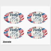 Juli Party Ovaler Aufkleber (Blatt)