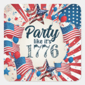 Juli Party Quadratischer Aufkleber (Vorderseite)