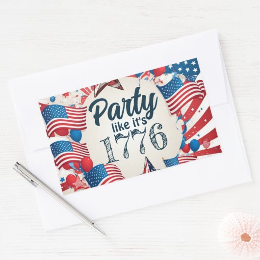 Juli Party Rechteckiger Aufkleber (Umschlag)