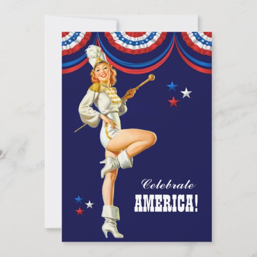 Juli Party | Retro-Button für Veranstaltungen Einladung (Vorderseite)