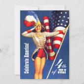 Juli Party | Retro-Button für Veranstaltungen Einladung (Vorderseite)