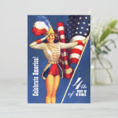 Juli Party | Retro-Button für Veranstaltungen Einladung (Stehend Vorderseite)