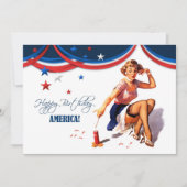 Juli Party | Retro-Button für Veranstaltungen Einladung (Vorderseite)