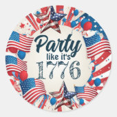 Juli Party Runder Aufkleber (Vorderseite)