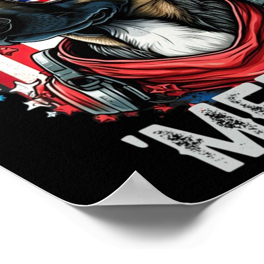 Juli Patriotic Belgisch Malinois Dog Merica Poster (Ecke)