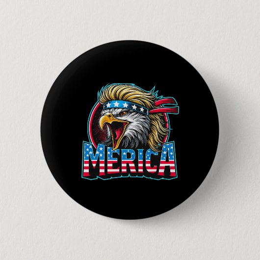 Juli Patriotic Funny Eagle 4. Juli USA Merica Button (Vorderseite)