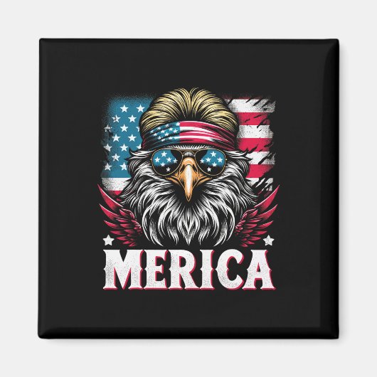 Juli Patriotic Funny Eagle 4. Juli USA Merica Magnet (Vorne)