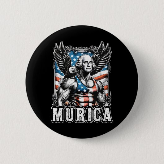 Juli Patriotic Funny George Washington 4. Juli Button (Vorderseite)