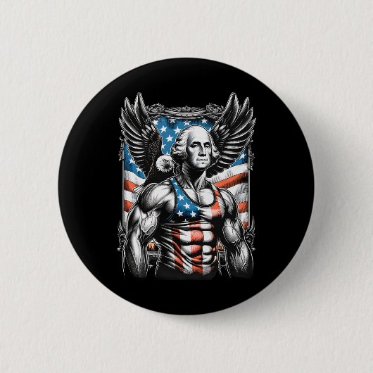 Juli Patriotic Funny George Washington 4. Juli Button (Vorderseite)