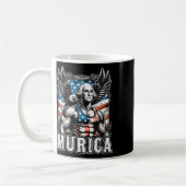 Juli Patriotic Funny George Washington 4. Juli Kaffeetasse (Links)