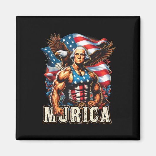 Juli Patriotic Funny George Washington 4. Juli Magnet (Vorne)