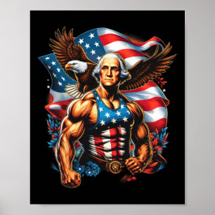 Juli Patriotic Funny George Washington 4. Juli Poster