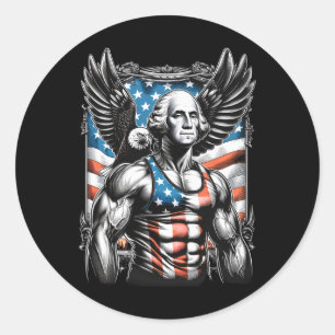 Juli Patriotic Funny George Washington 4. Juli Runder Aufkleber