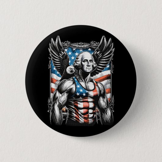 Juli Patriotic Funny George Washington Juli Button (Vorderseite)