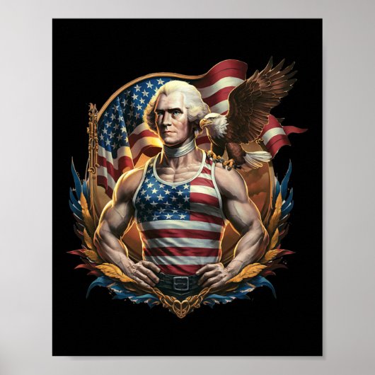 Juli Patriotic Funny George Washington Juli Poster (Vorne)