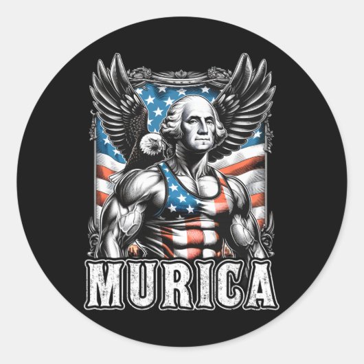 Juli Patriotic Funny George Washington Juli Runder Aufkleber (Vorderseite)